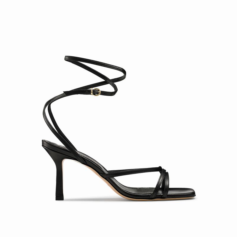 Russell & Bromley Martini Skinny Toe Post Sandals Women's Black [VMK6332YF]